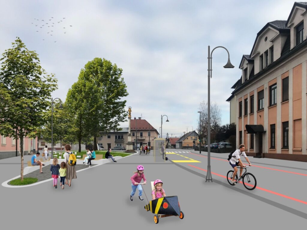 Slovenska cesta Mengeš projekcija ureditve
