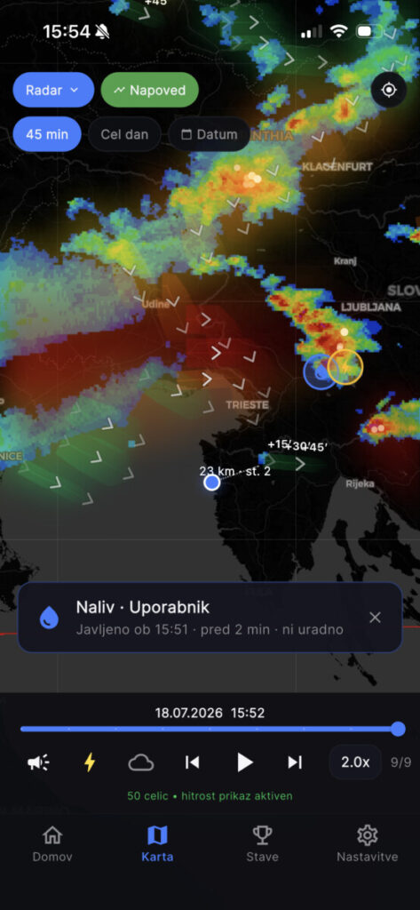 aplikacija Weather Alarm