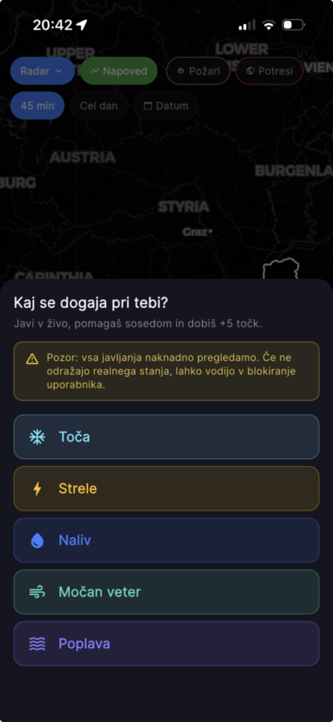 aplikacija Weather Alarm